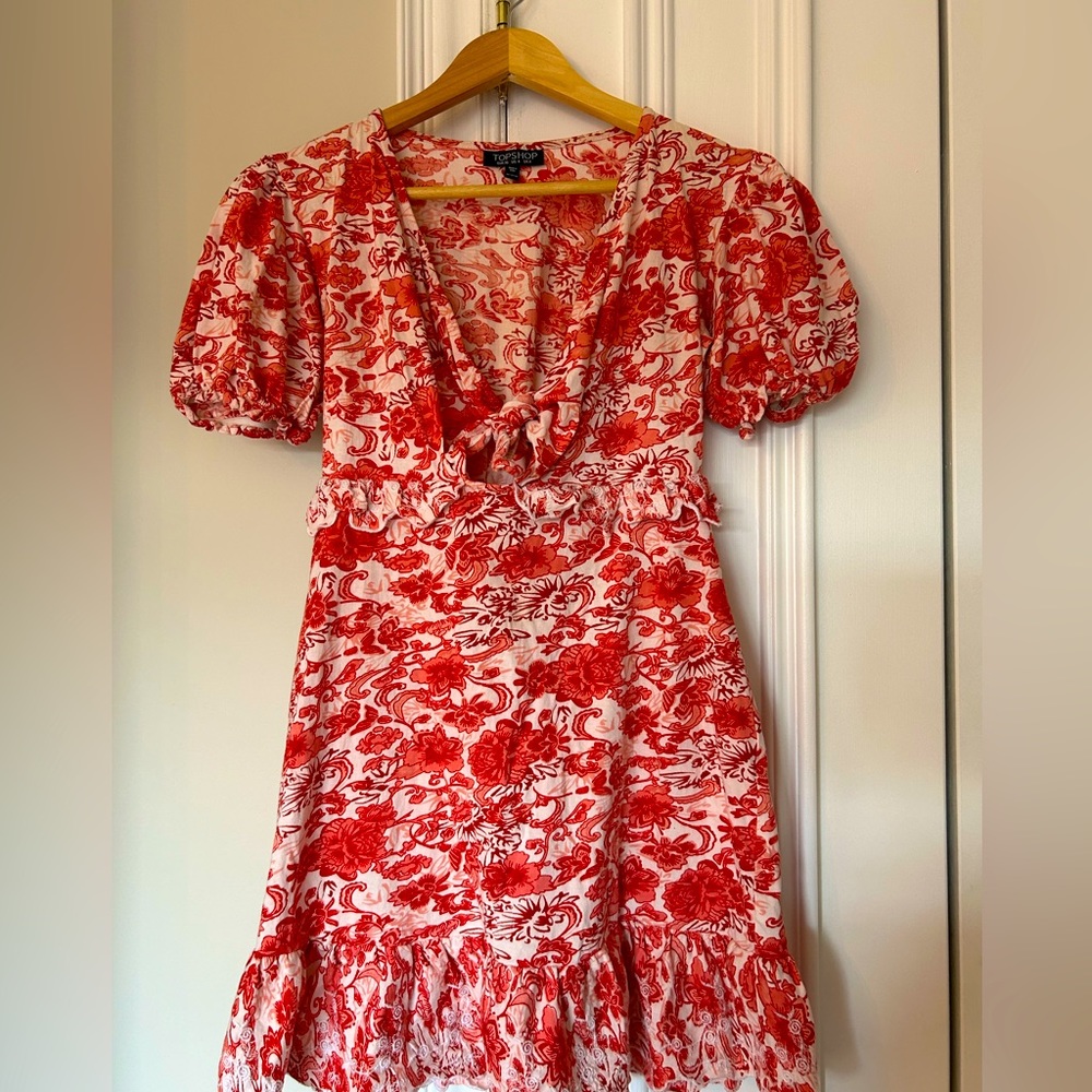 Top Shop Mini Tie Front Dress